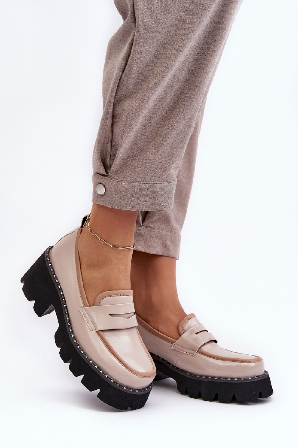 Mokasyny Model DA MR870-32 Beige - Step in style - obrazek 2