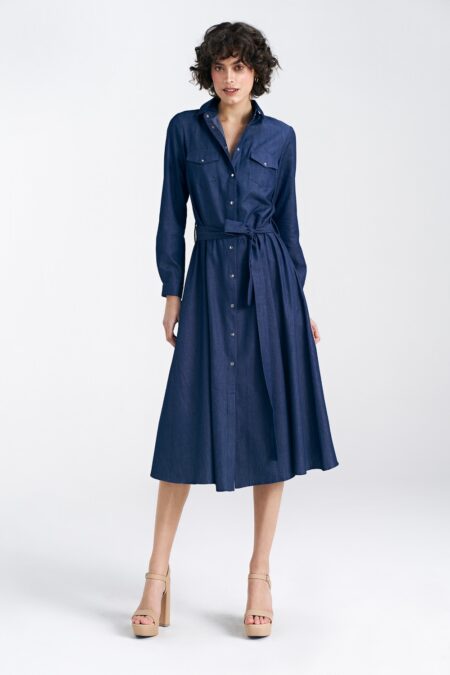 Sukienka jeansowa zapinana na napy S240 Denim  - Nife