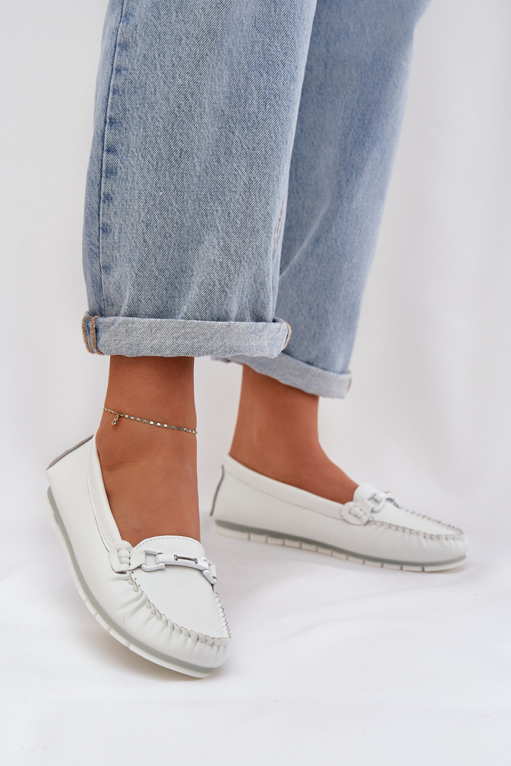 Mokasyny Model S.Barski LR51-547 White - Step in style