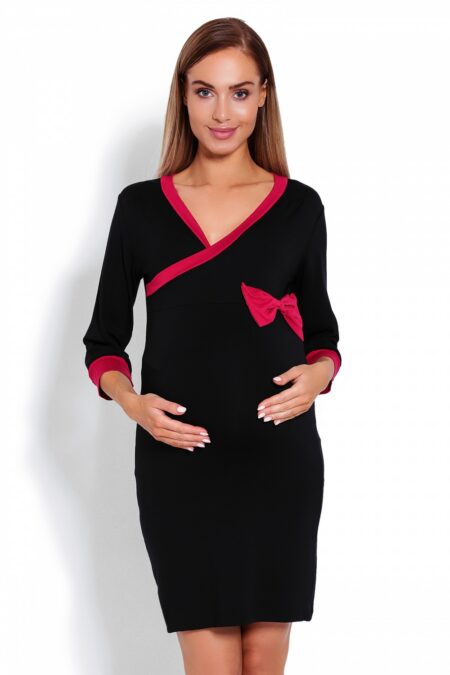 Koszula Nocna Ciążowa Model 1681 Black - PeeKaBoo