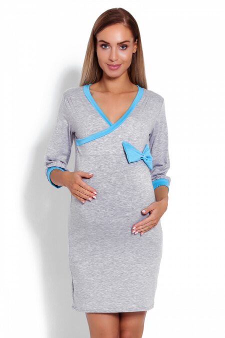 Koszula Nocna Ciążowa Model 1681 Grey - PeeKaBoo