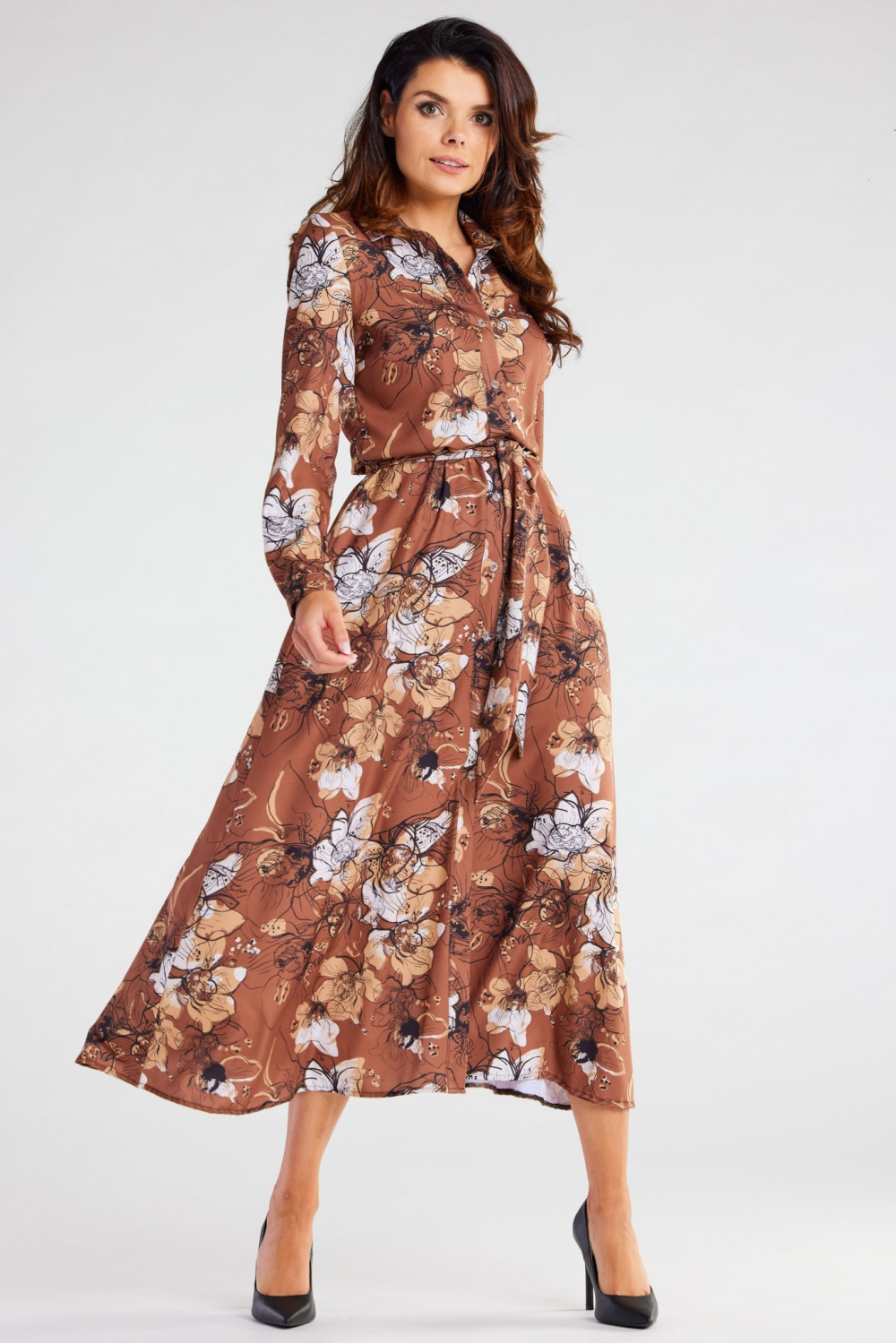 Sukienka Model A467 Brown Pattern - awama - obrazek 2
