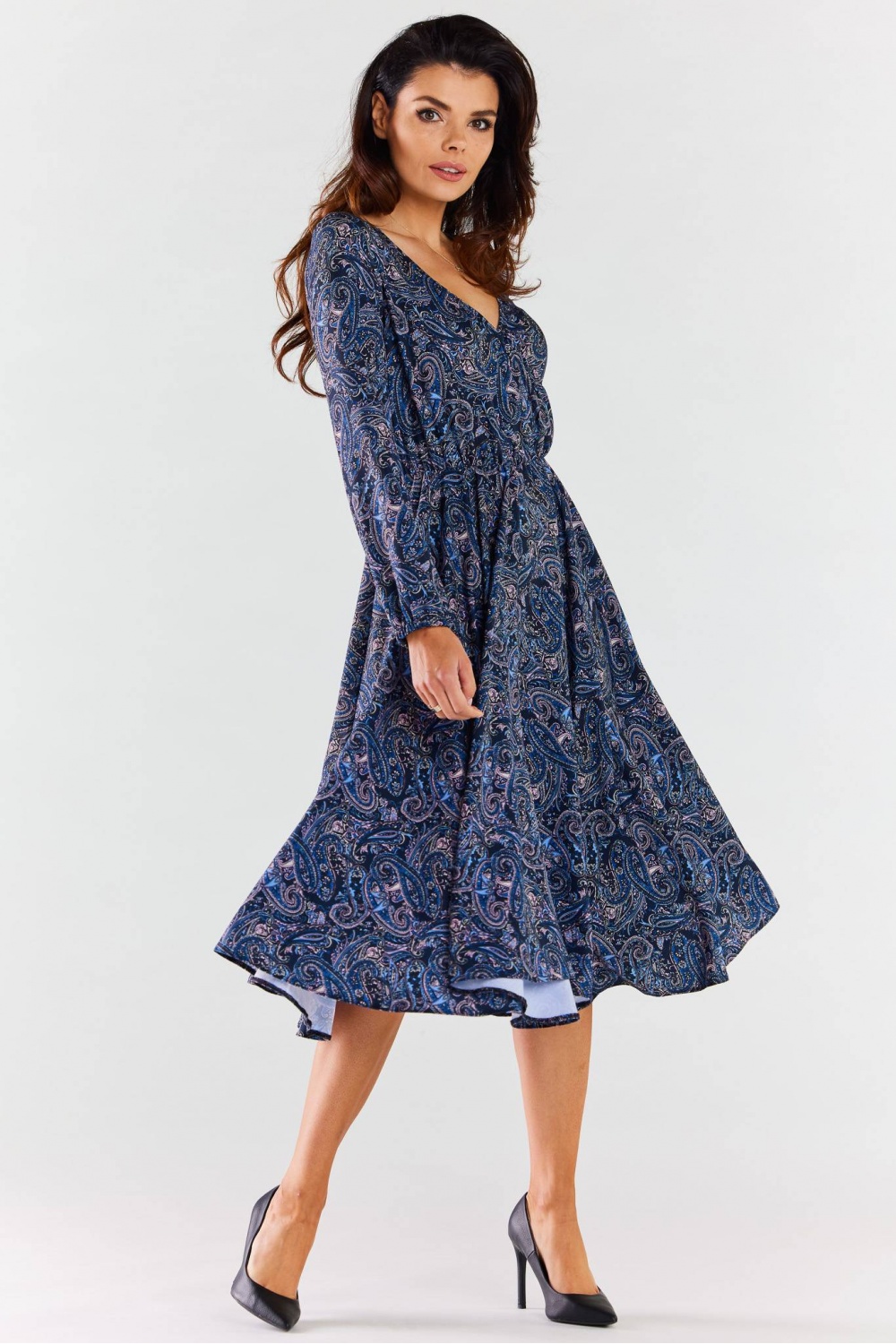 Sukienka Model A466 Navy Pattern - awama - obrazek 2