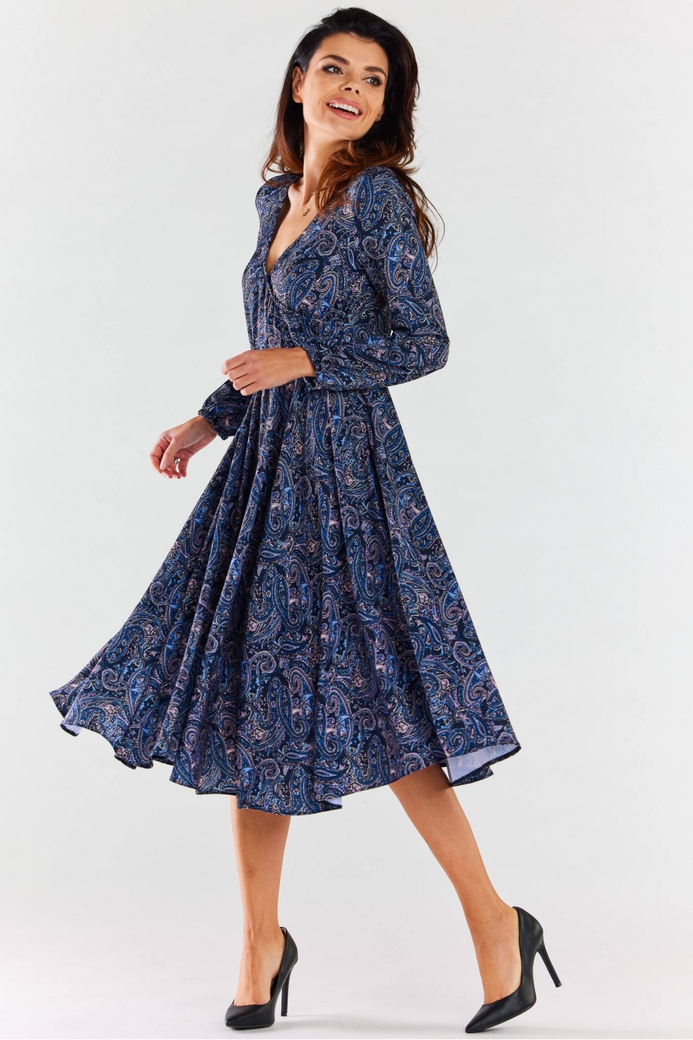 Sukienka Model A466 Navy Pattern - awama - obrazek 3